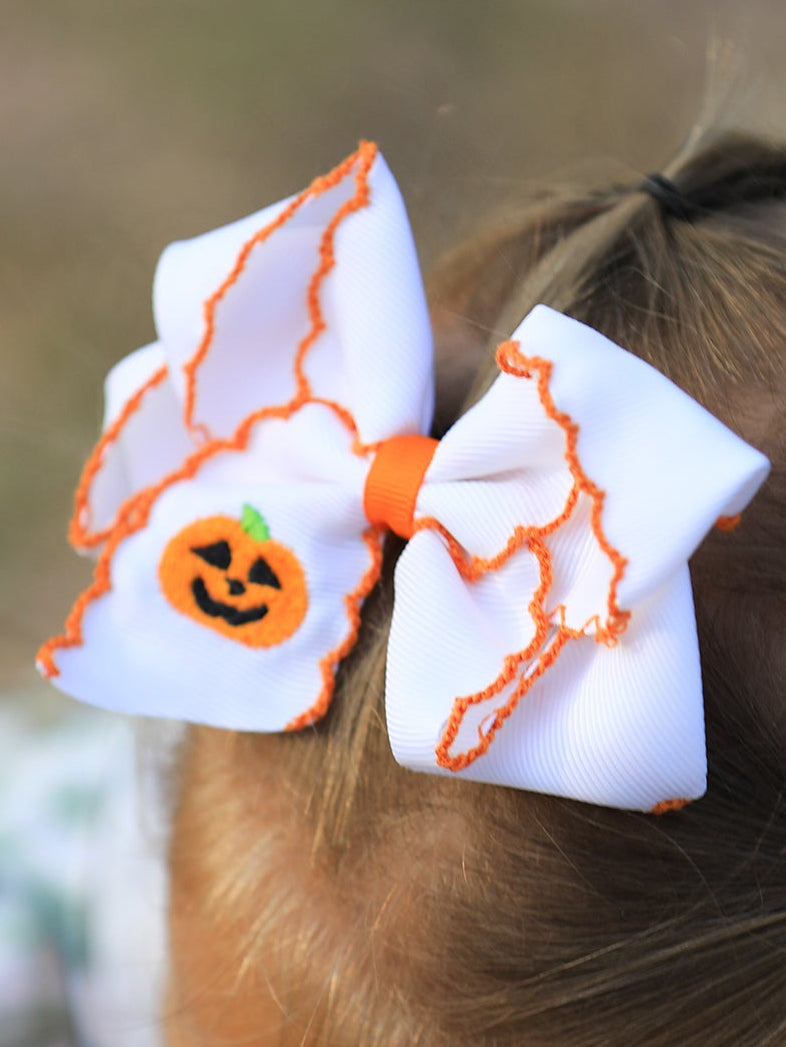 Rylee Faith Designs - Halloween Pumpkin Bow Hairpin