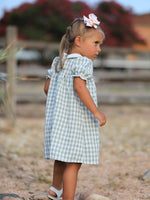 Rylee Faith Designs - Fall Halloween & Thanksgiving Pumpkin Applique Plaid Green Girls Dress - alternate view 4