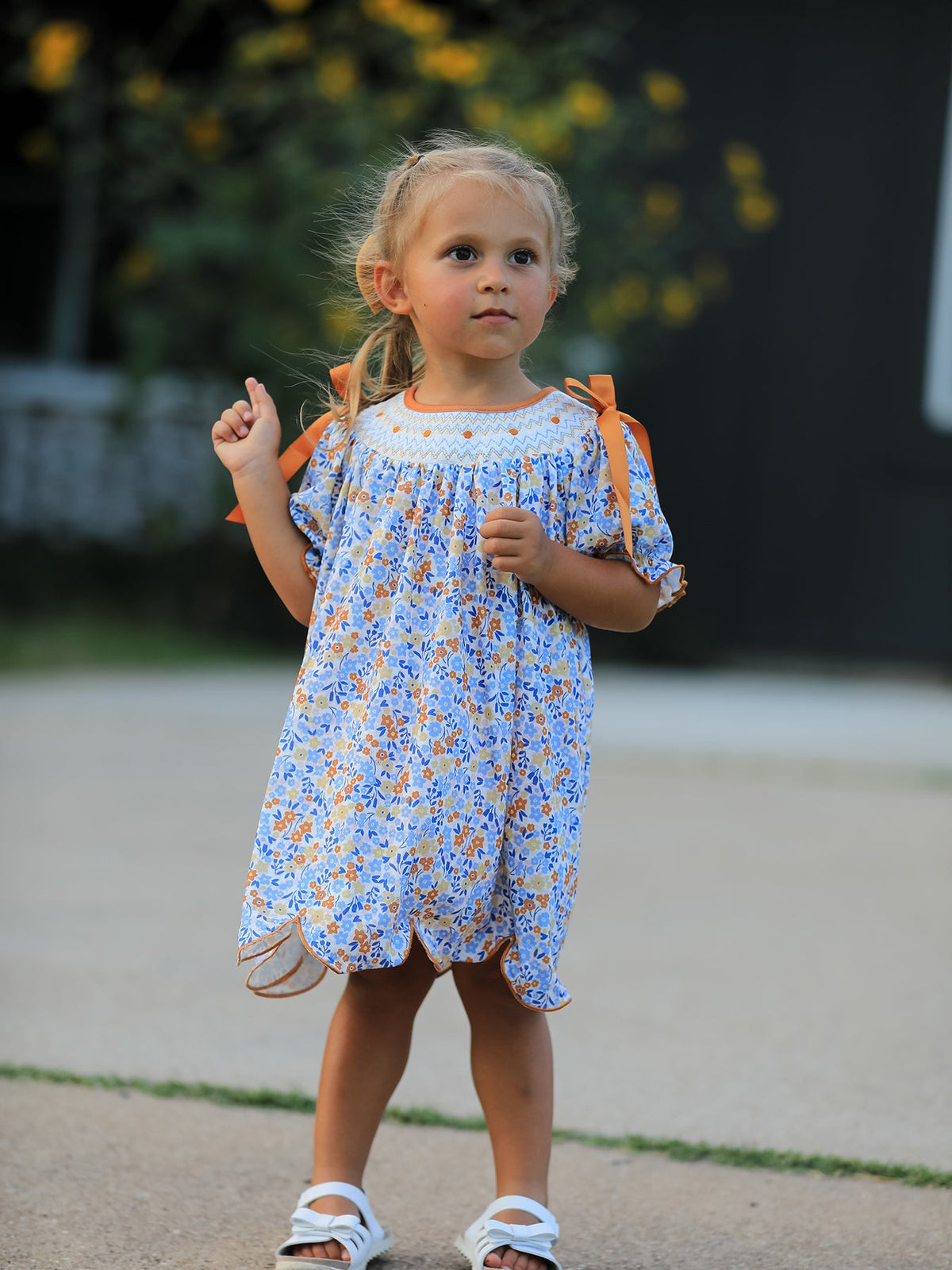 Rylee Faith Designs - Fall Floral Smocked Girls Dress - alternate view 3