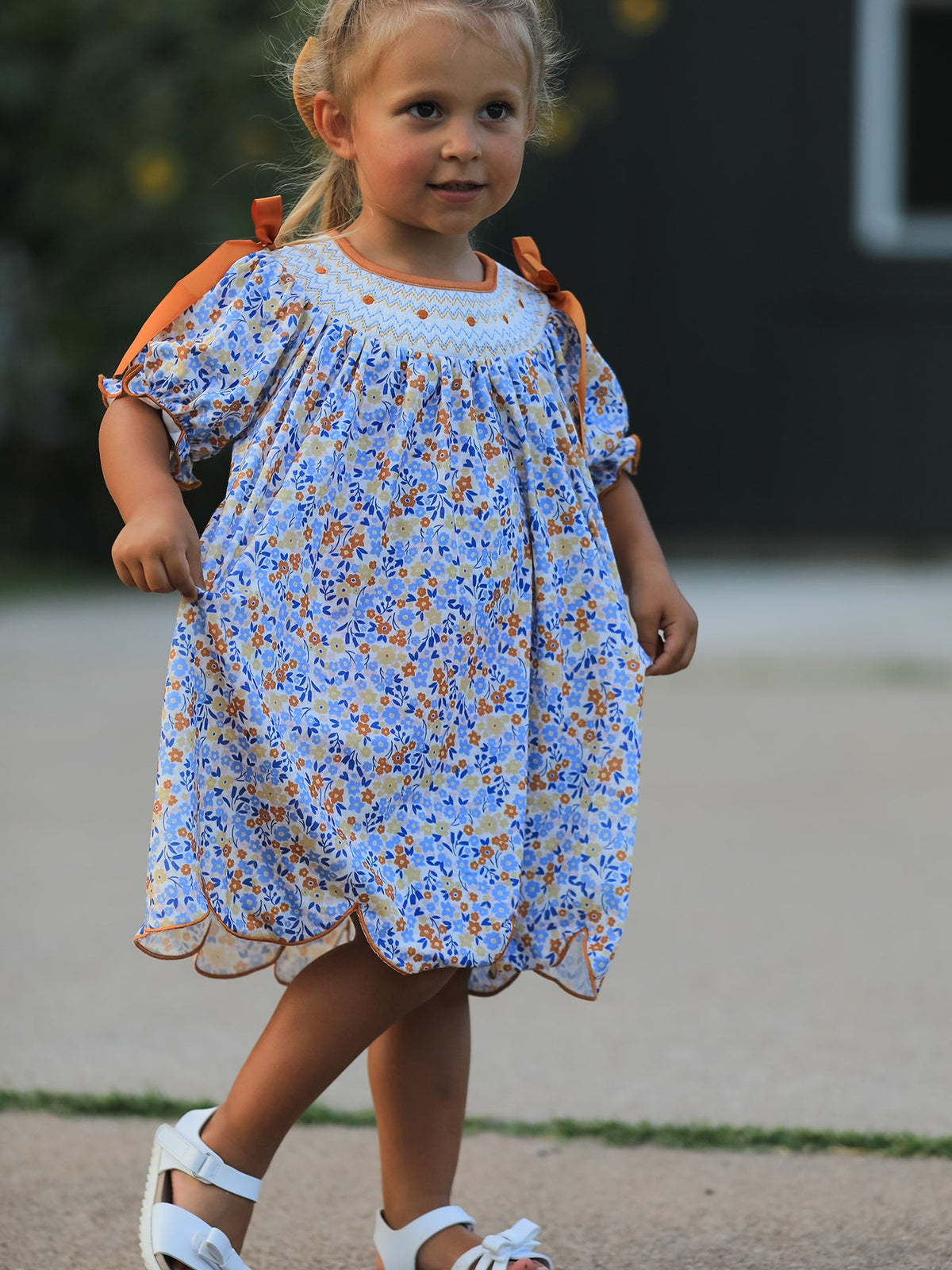 Rylee Faith Designs - Fall Floral Smocked Girls Dress - alternate view 2