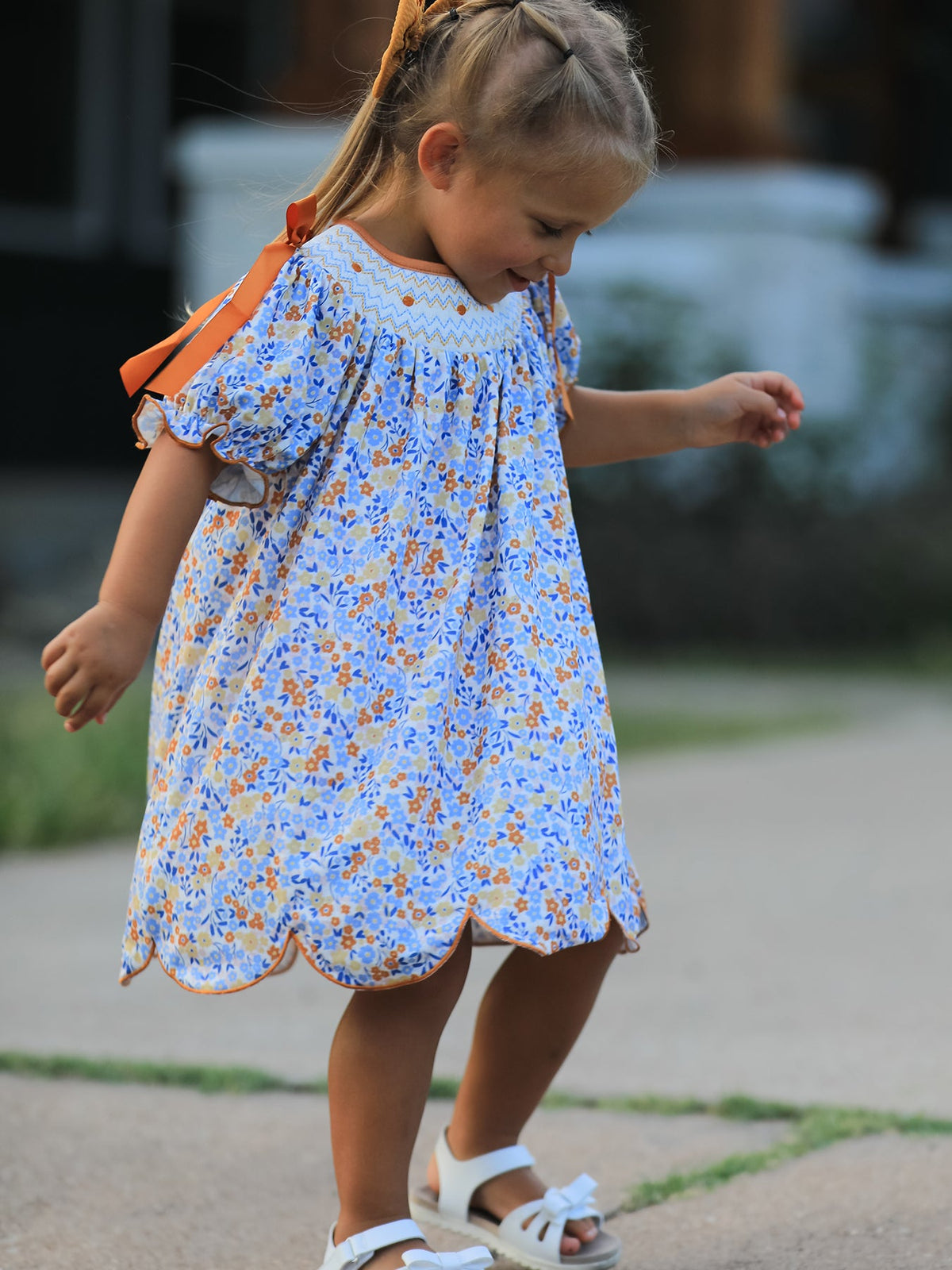 Rylee Faith Designs - Fall Floral Smocked Girls Dress - alternate view 5