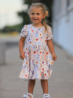 Rylee Faith Designs - Fall Floral Puff Sleeve Ruffle Girls Dress - alternate view 2