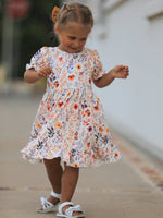 Rylee Faith Designs - Fall Floral Puff Sleeve Ruffle Girls Dress - alternate view 3