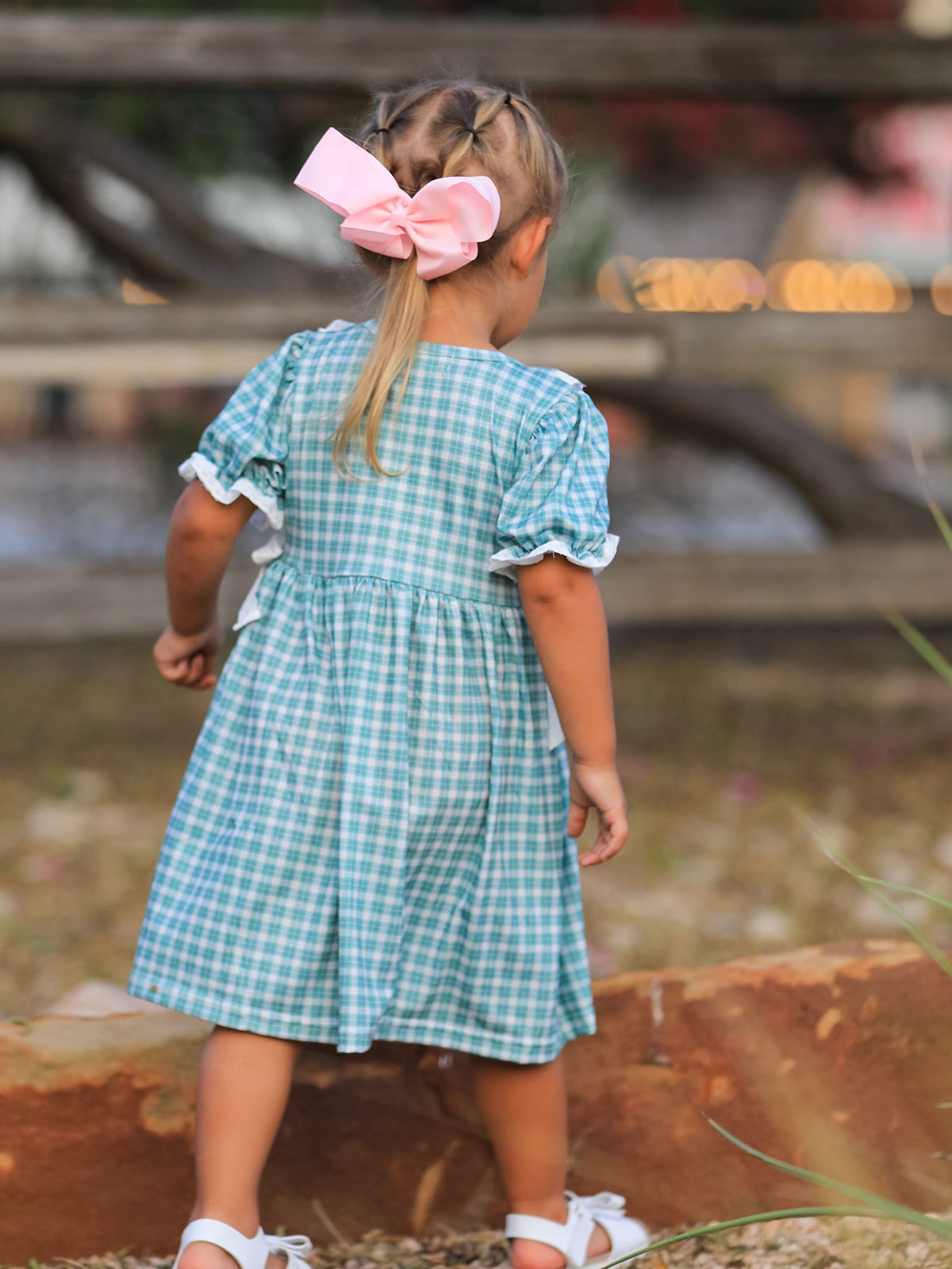 Rylee Faith Designs - Western Plaid Horse Embroidered Girl Dress - alternate view 3