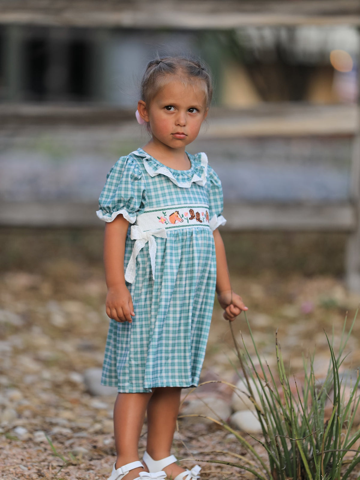 Rylee Faith Designs - Western Plaid Horse Embroidered Girl Dress - alternate view 5