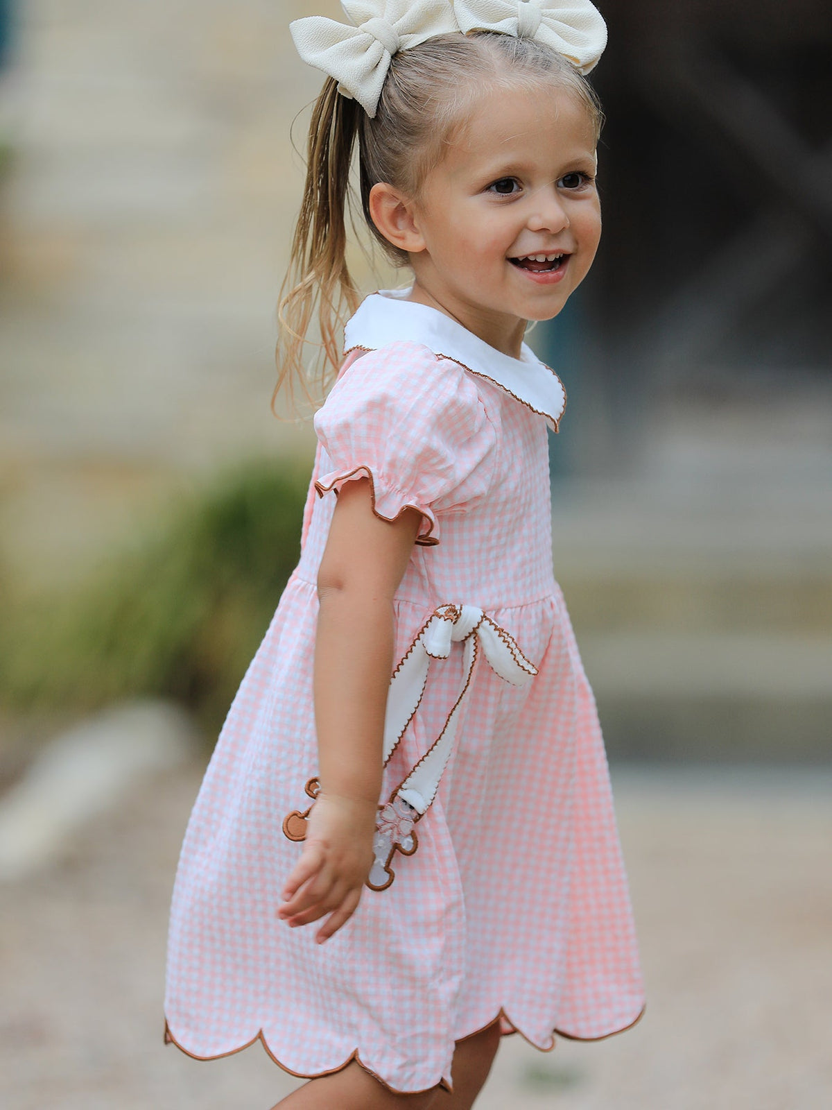 Rylee Faith Designs - Christmas Girls Gingerbread Peter Pan Collar Dress - alternate view 4