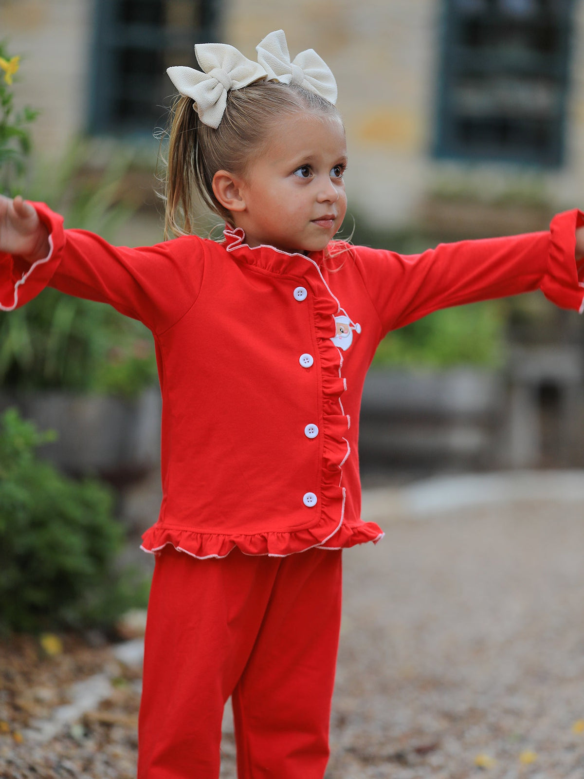 Rylee Faith Designs - Christmas Red Girls Embroidered Pajamas - alternate view 2
