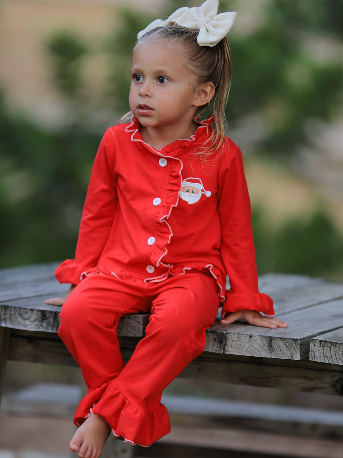 Rylee Faith Designs - Christmas Red Girls Embroidered Pajamas - alternate view 3