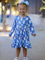 Rylee Faith Designs - Fall Cat Print Girls Long Sleeve Ruffle Hem Dress - alternate view 4