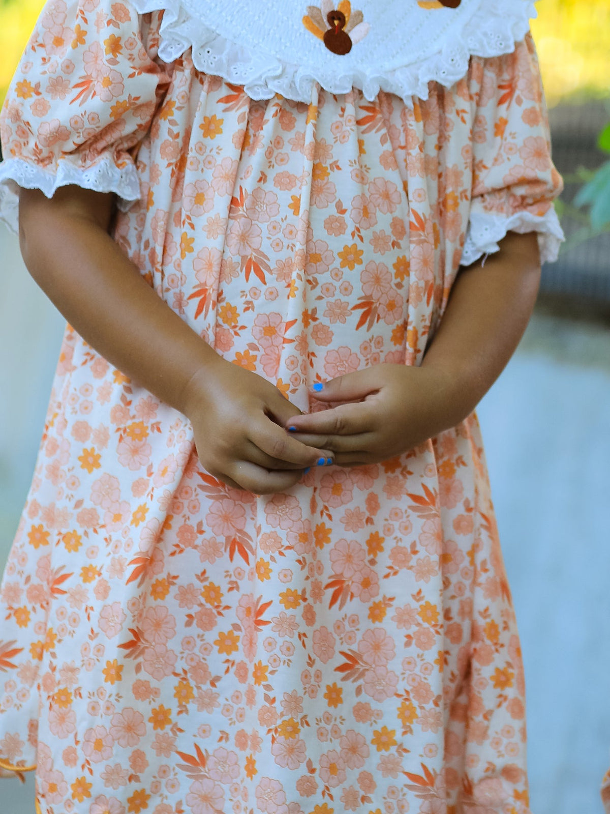 Rylee Faith Designs - Thanksgiving Turkey Floral Lace Ruffle Girls Dress - alternate view 3
