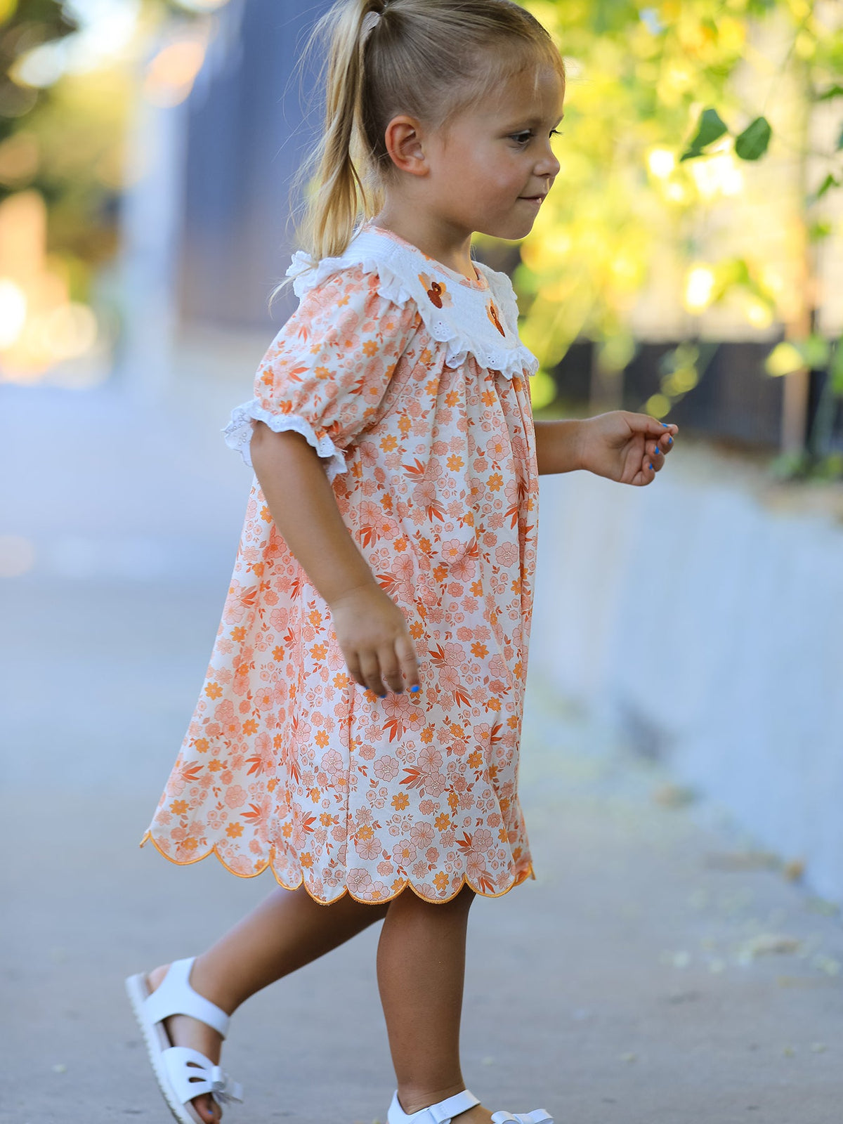 Rylee Faith Designs - Thanksgiving Turkey Floral Lace Ruffle Girls Dress - alternate view 5