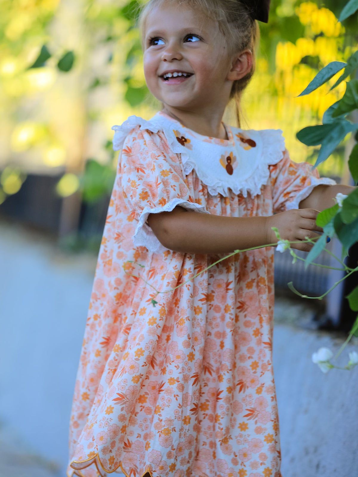 Rylee Faith Designs - Thanksgiving Turkey Floral Lace Ruffle Girls Dress - alternate view 4