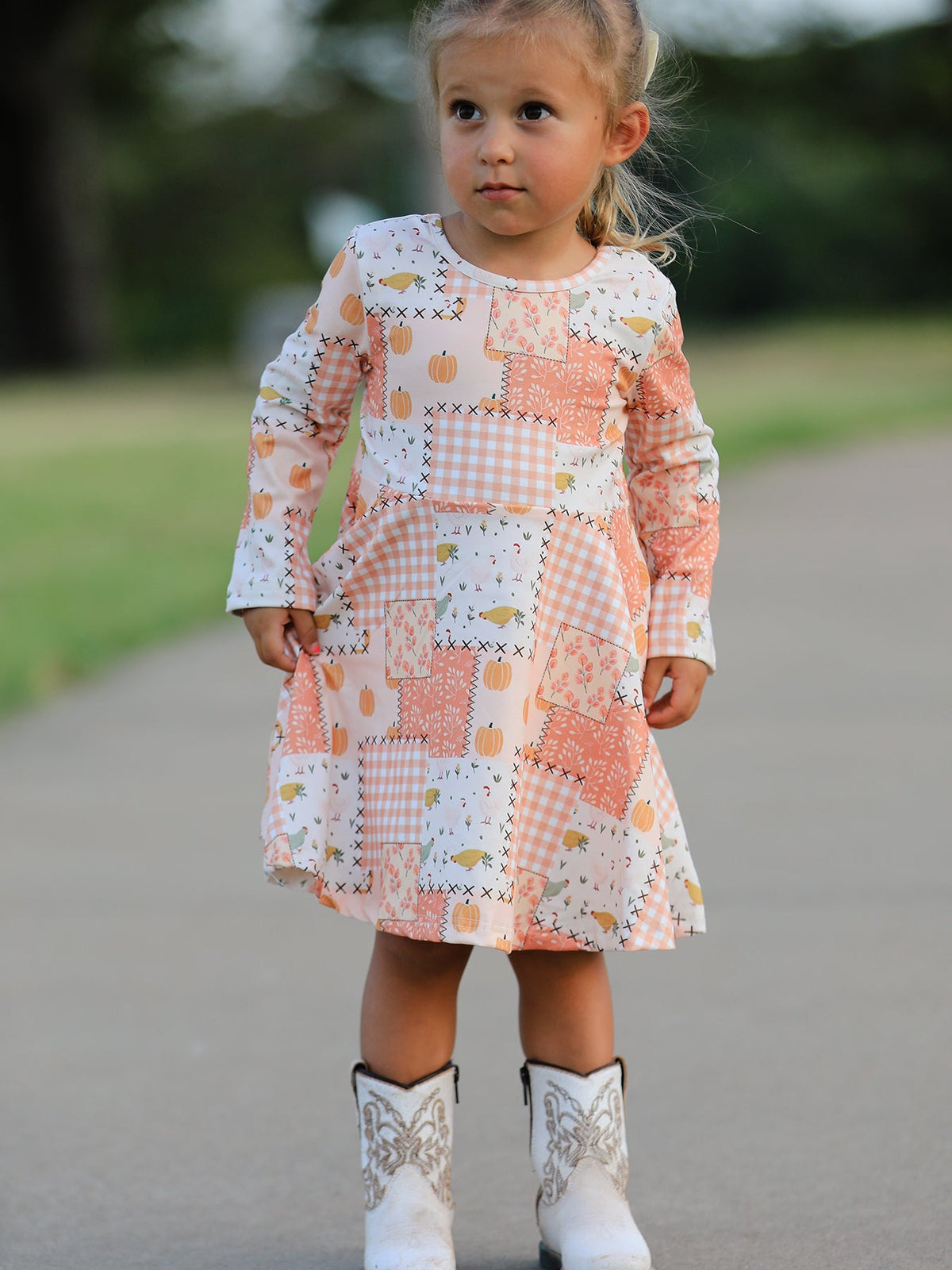 Rylee Faith Designs - Thanksgiving Halloween Patchwork Girls Dress - alternate view 2