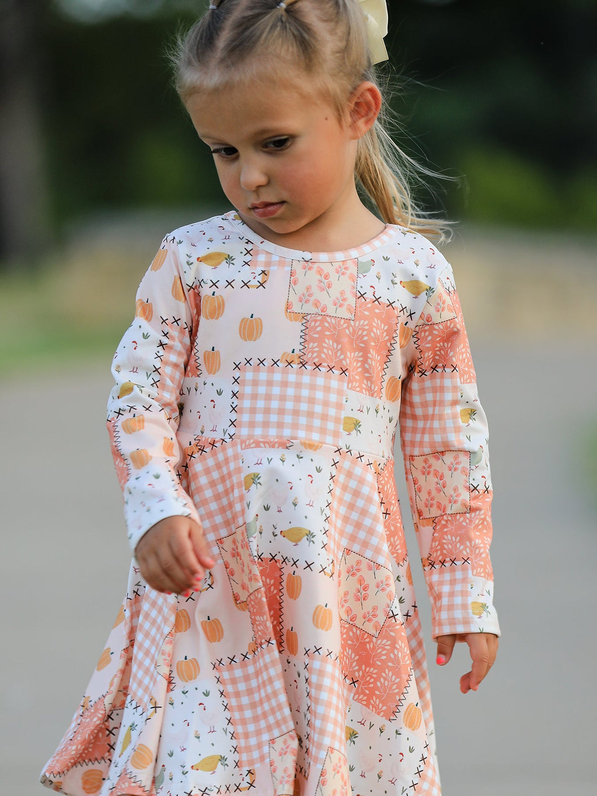 Rylee Faith Designs - Thanksgiving Halloween Patchwork Girls Dress - alternate view 3