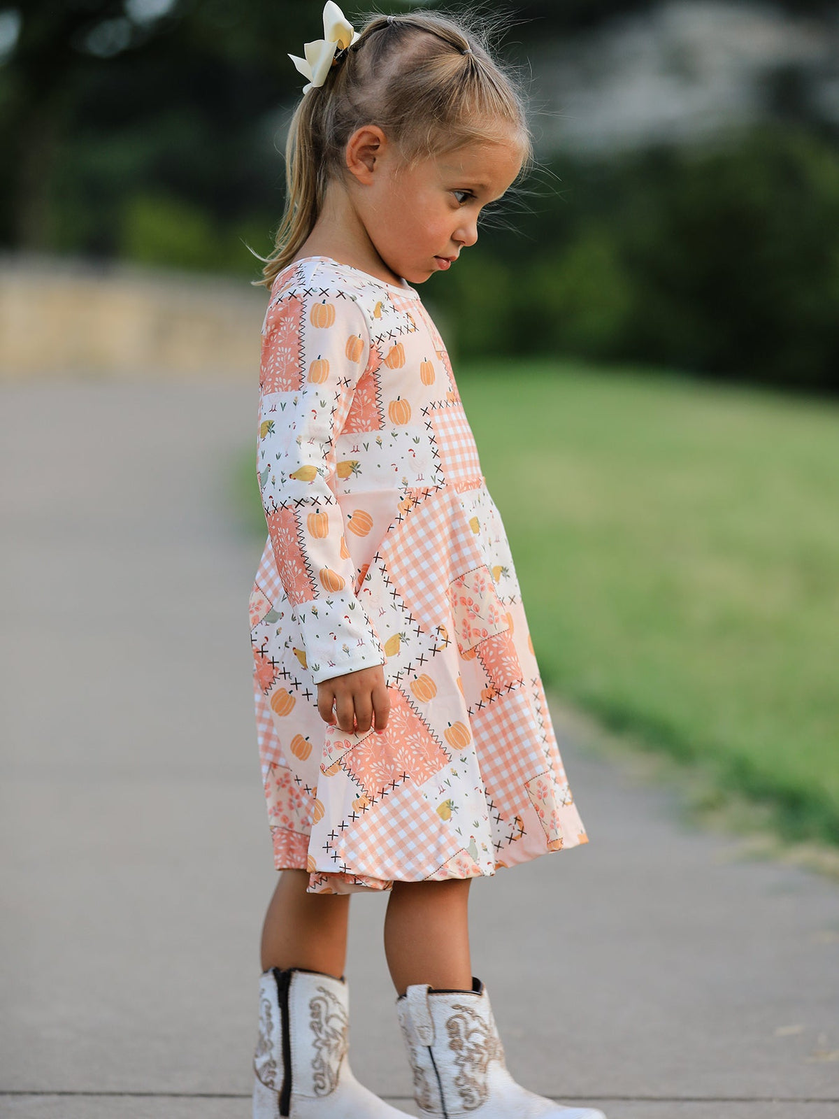 Rylee Faith Designs - Thanksgiving Halloween Patchwork Girls Dress - alternate view 4