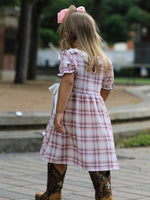 Rylee Faith Designs - Western Horse Embroidered Smocked Plaid Girls Dress - alternate view 5