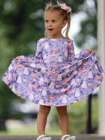 Rylee Faith Designs - Halloween Ghost Pumpkin Girls Long Sleeve Twirl Dress - alternate view 2