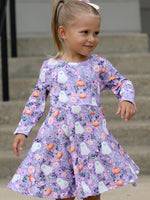Rylee Faith Designs - Halloween Ghost Pumpkin Girls Long Sleeve Twirl Dress - alternate view 4