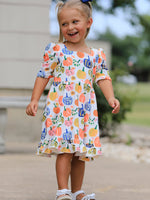Rylee Faith Designs - Halloween Pumpkin Print Girls Ruffle Hem Dress - alternate view 4