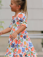 Rylee Faith Designs - Halloween Pumpkin Print Girls Ruffle Hem Dress - alternate view 5