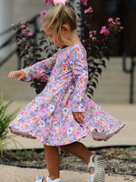 Rylee Faith Designs - Fall Vintage Floral Print Girls Long Sleeve Twirl Dress - alternate view 3