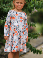 Rylee Faith Designs - Halloween Pumpkin Ghost Girls Dress Long Sleeve Twirl Dress