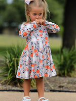 Rylee Faith Designs - Halloween Pumpkin Ghost Girls Dress Long Sleeve Twirl Dress - alternate view 3