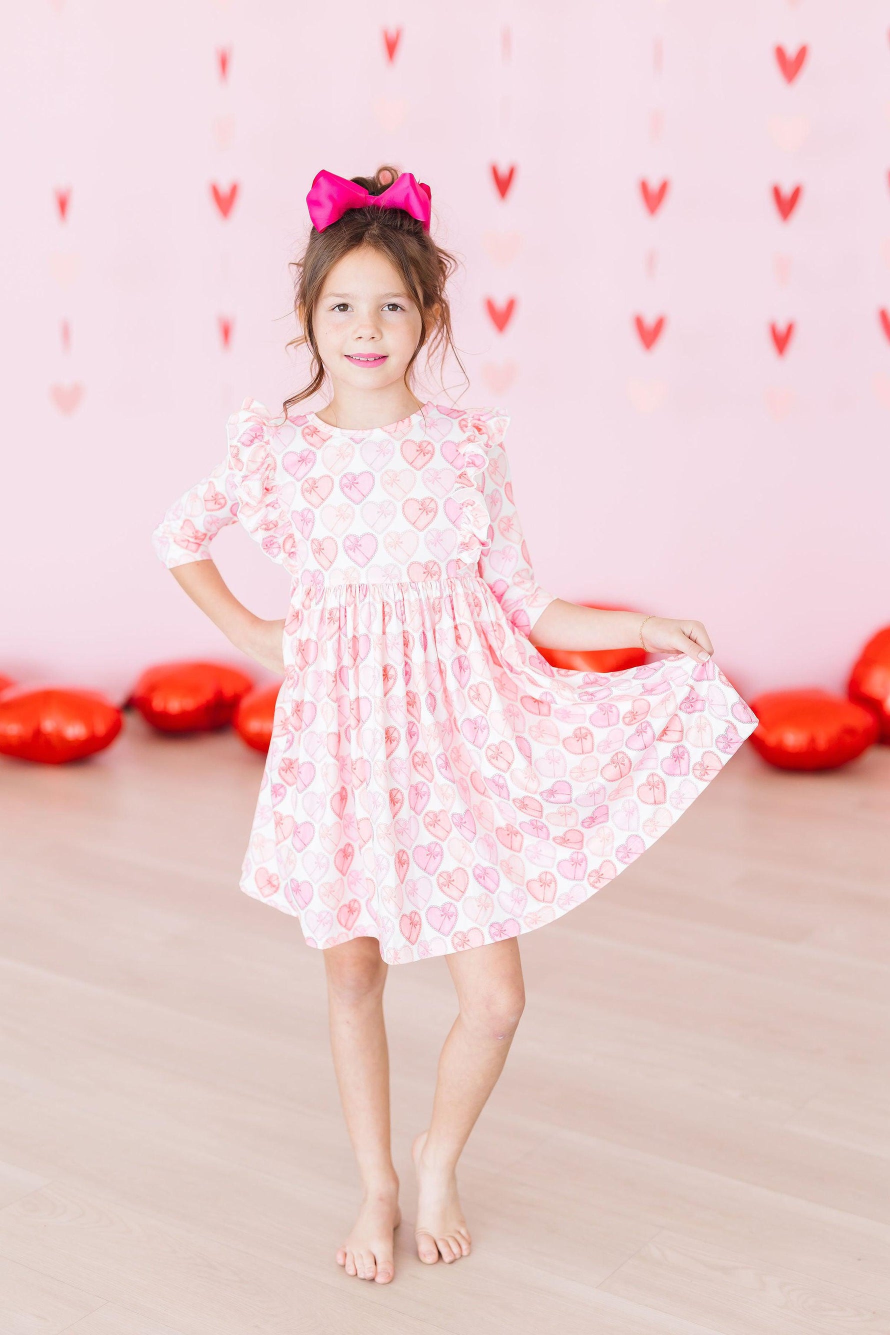 Melt My Heart 3/4 Sleeve Ruffle Twirl Dress - Image 4