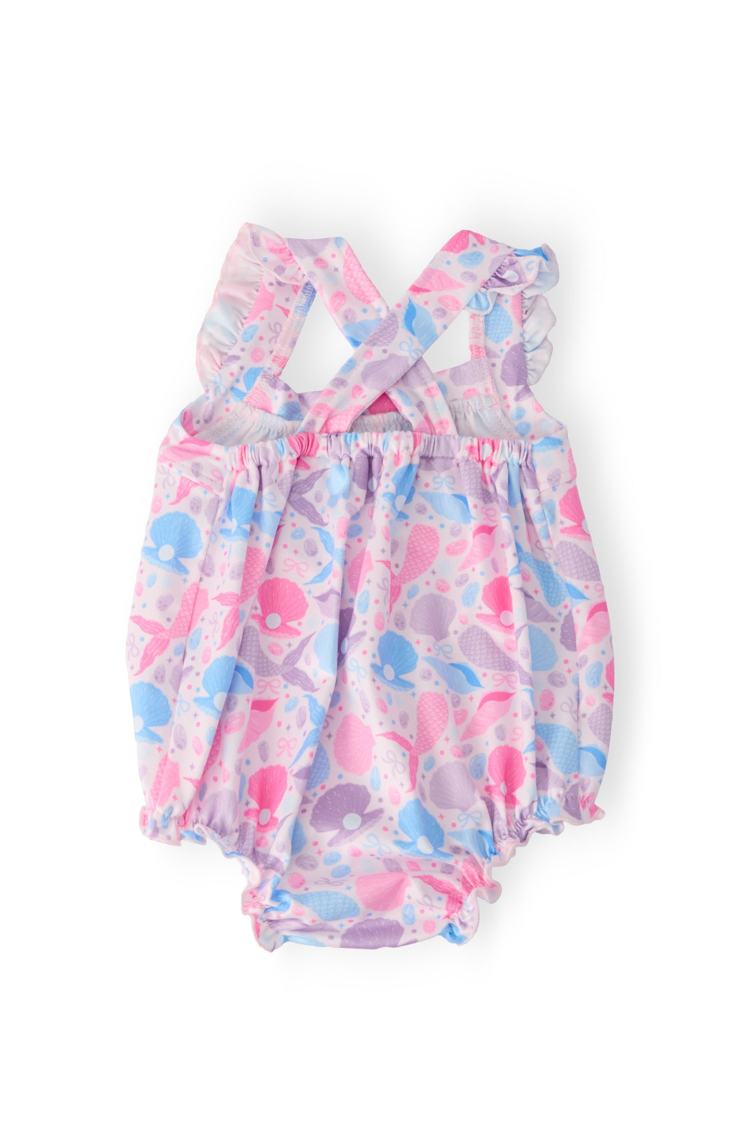 Mermaid Tails Ruffle Cross Back Romper - Image 2