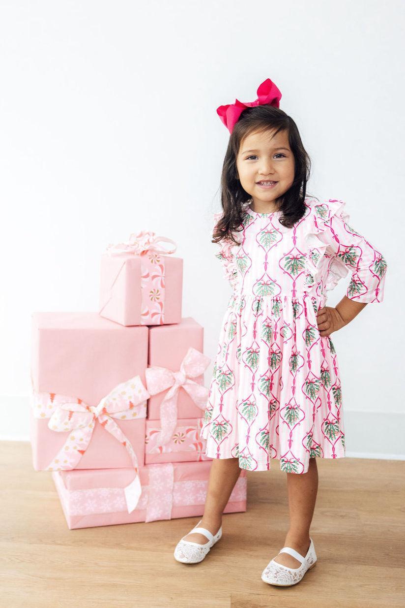 Merry Mistletoe 3/4 Sleeve Ruffle Twirl Dress - Image 4