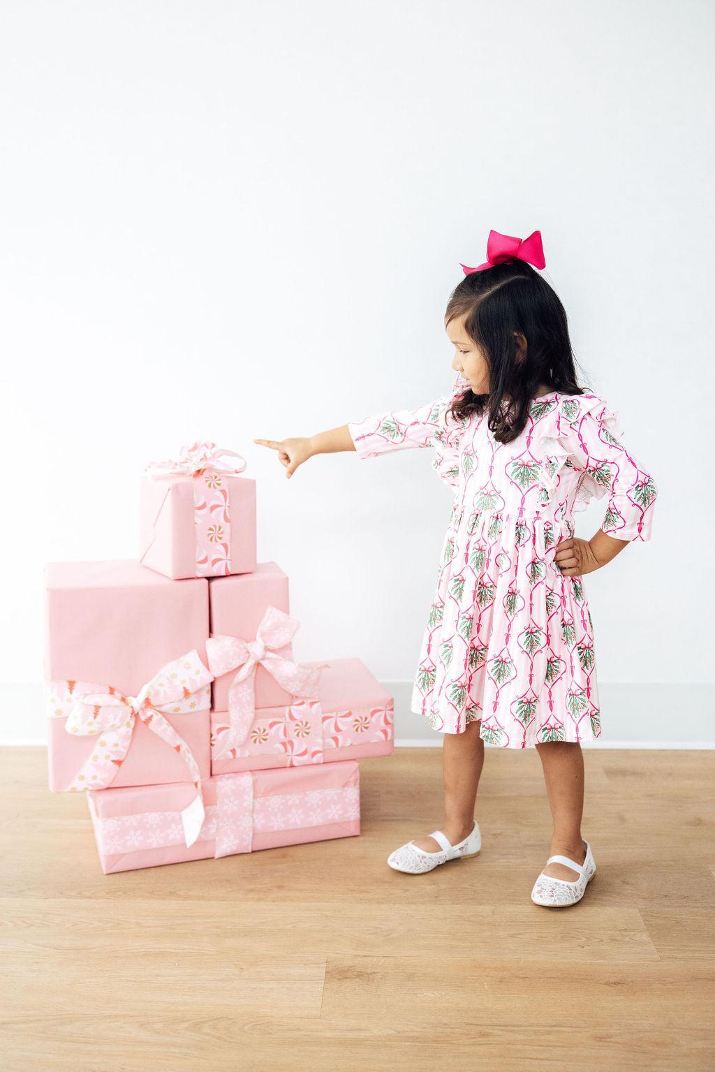 Merry Mistletoe 3/4 Sleeve Ruffle Twirl Dress - Image 5
