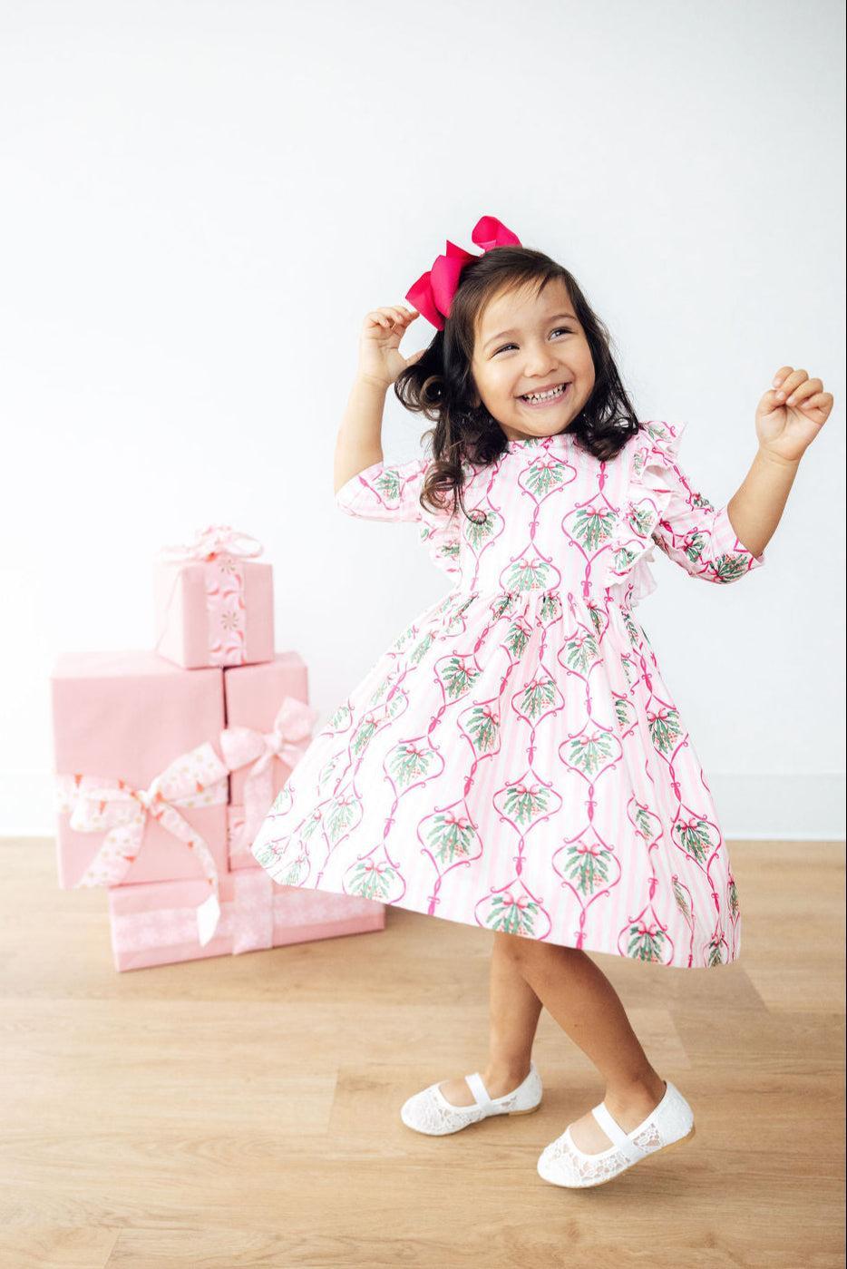 Merry Mistletoe 3/4 Sleeve Ruffle Twirl Dress - Image 7
