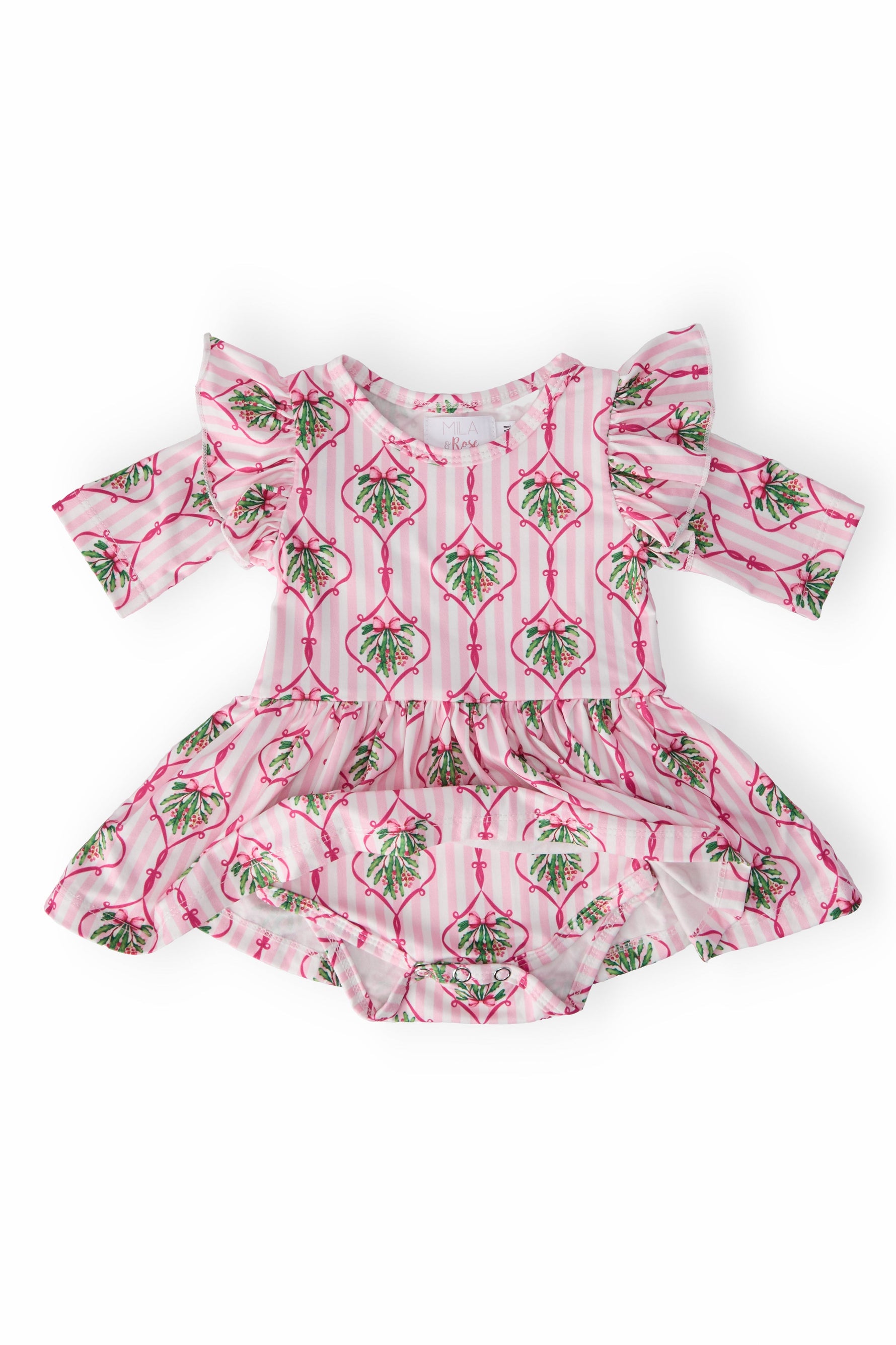 Merry Mistletoe 3/4 Sleeve Twirl Flutter Bodysuit - Image 2