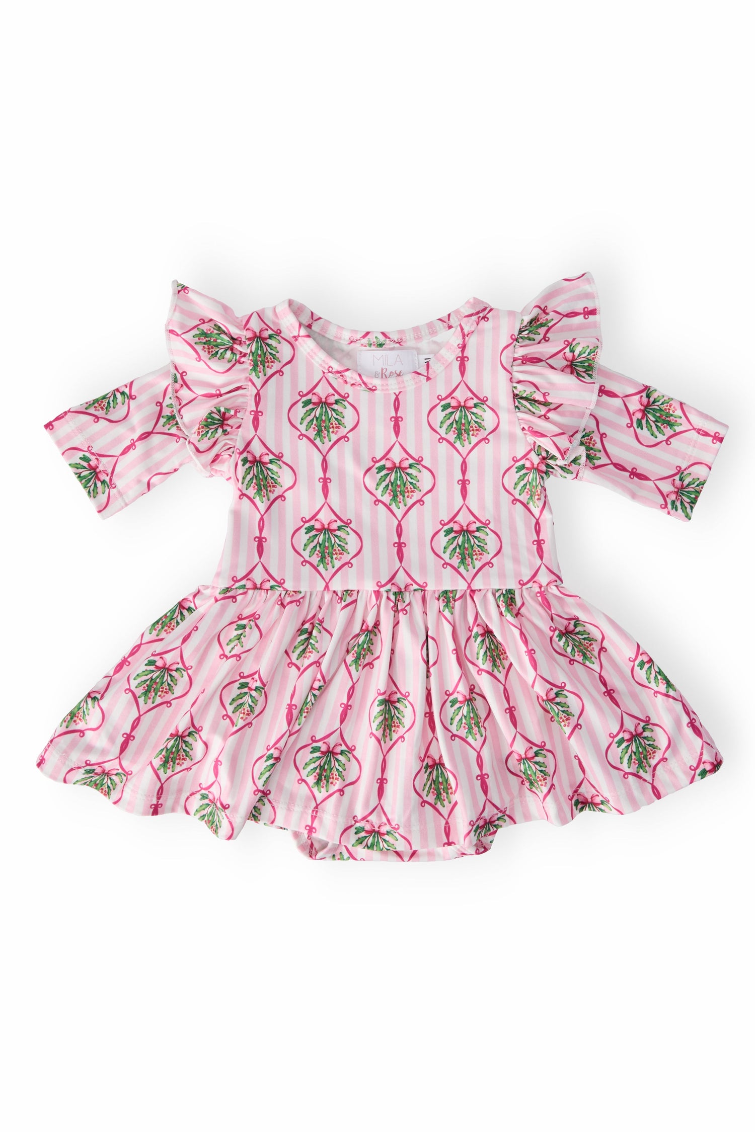 Merry Mistletoe 3/4 Sleeve Twirl Flutter Bodysuit