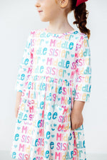 Middle Sister 3/4 Sleeve Pocket Twirl Dress - Image 3