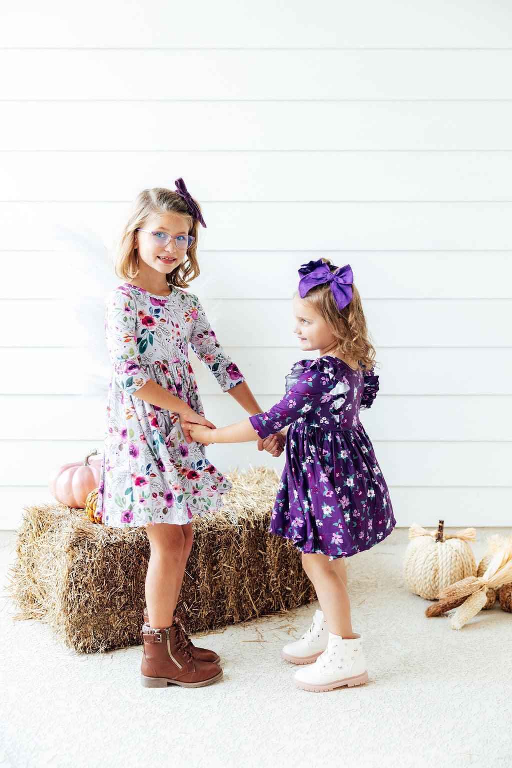 Midnight Rain 3/4 Sleeve Pocket Twirl Dress