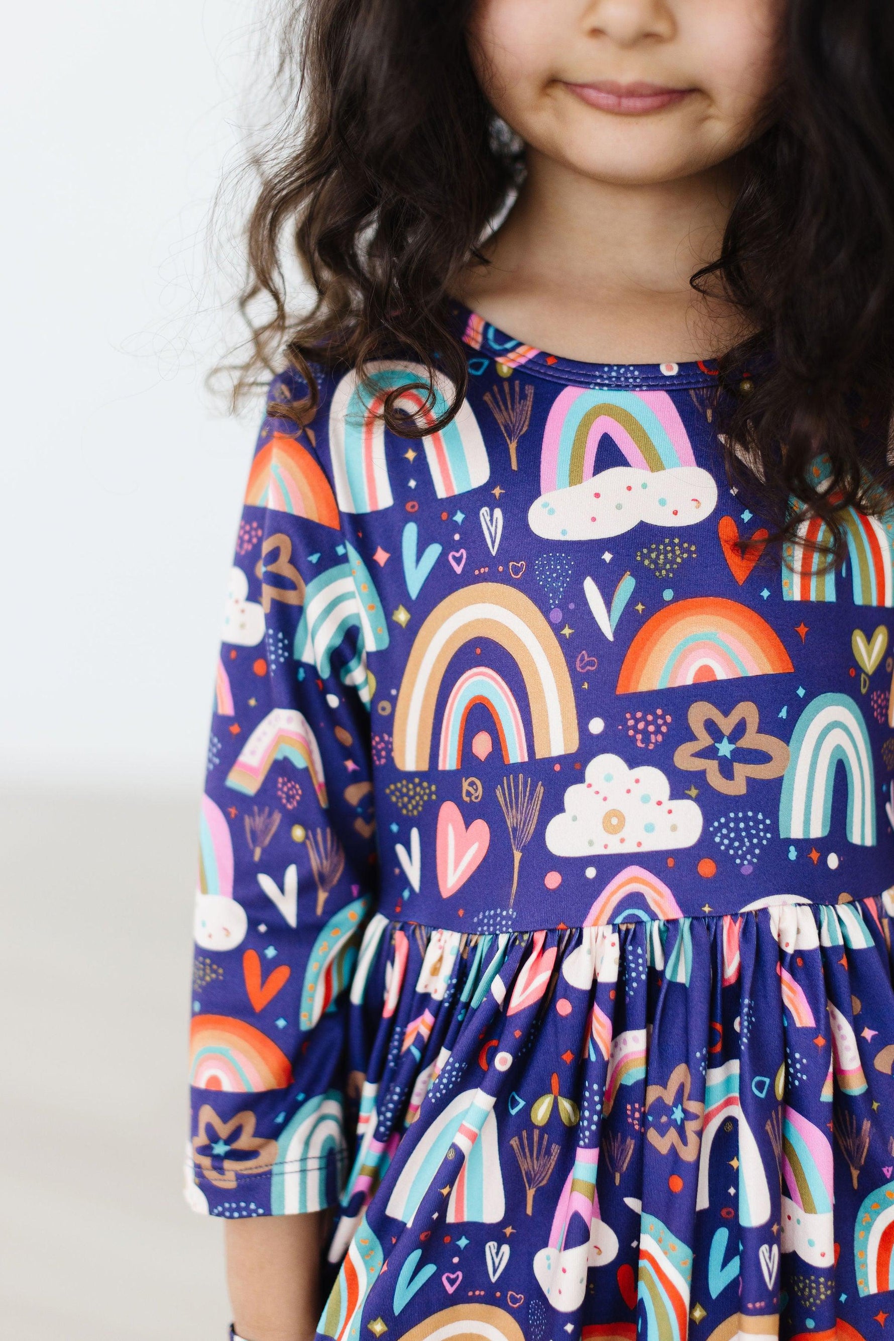Midnight Rainbow 3/4 Sleeve Pocket Twirl Dress - Image 2