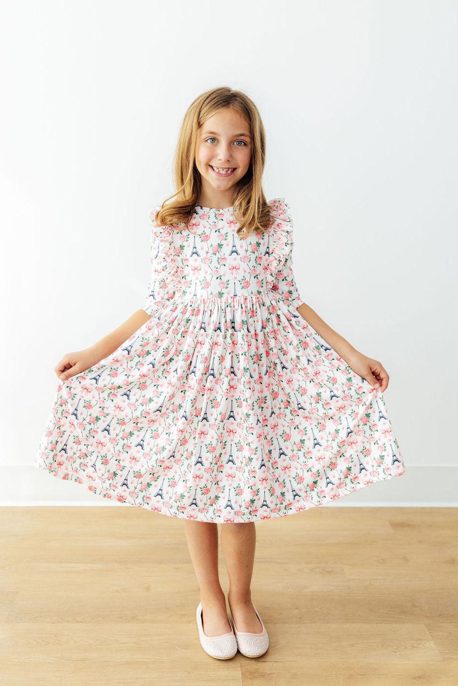 Mila in Paris 3/4 Sleeve Ruffle Twirl Dress - Image 2