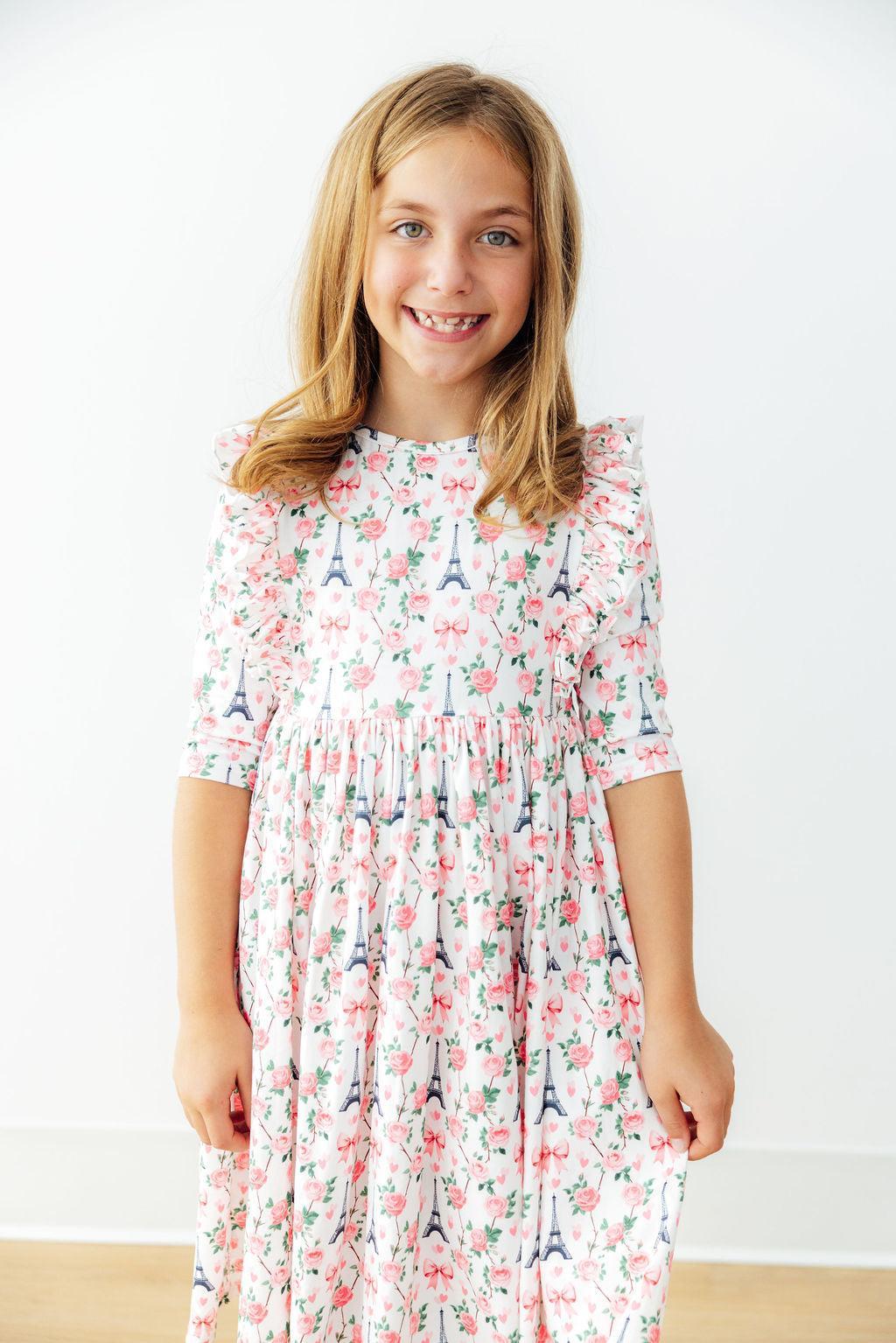 Mila in Paris 3/4 Sleeve Ruffle Twirl Dress - Image 3
