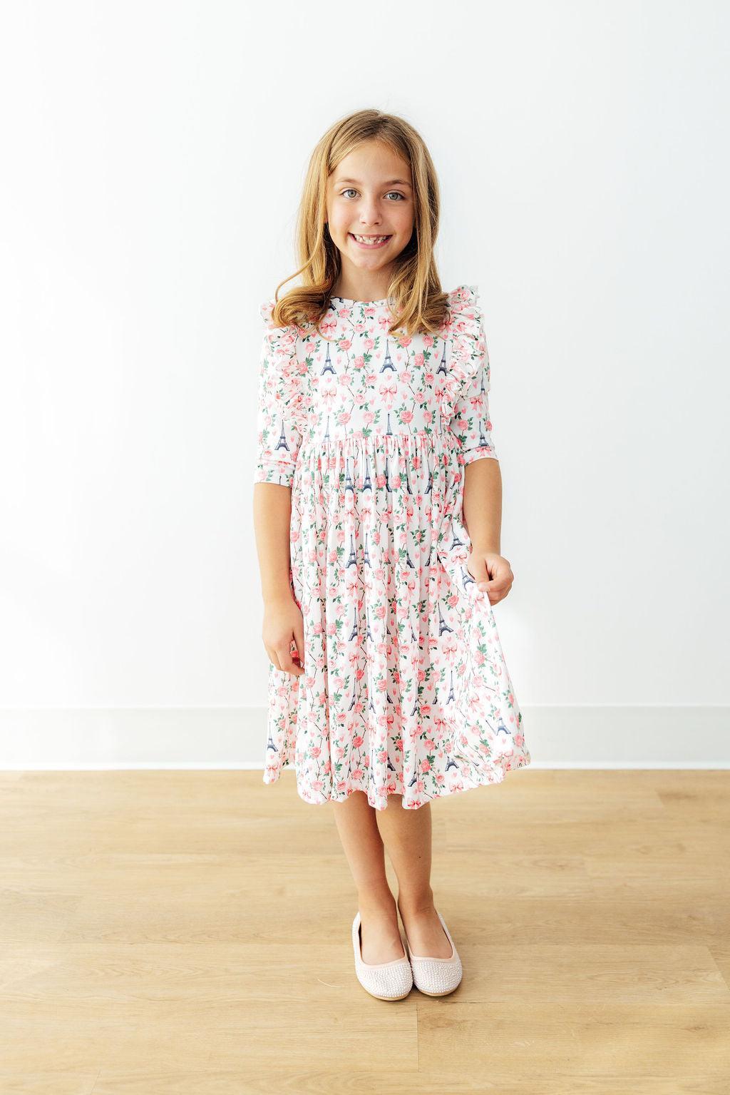 Mila in Paris 3/4 Sleeve Ruffle Twirl Dress - Image 4
