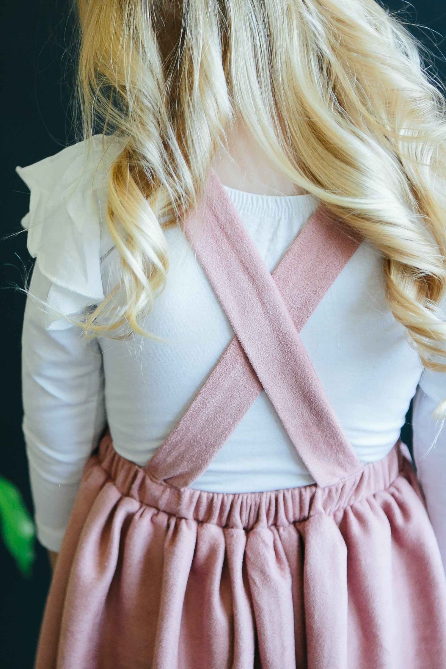 Vintage Pink Faux Suede Pinafore