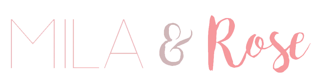 Logo with 'Mila & Rose' in a stylized font on a white background