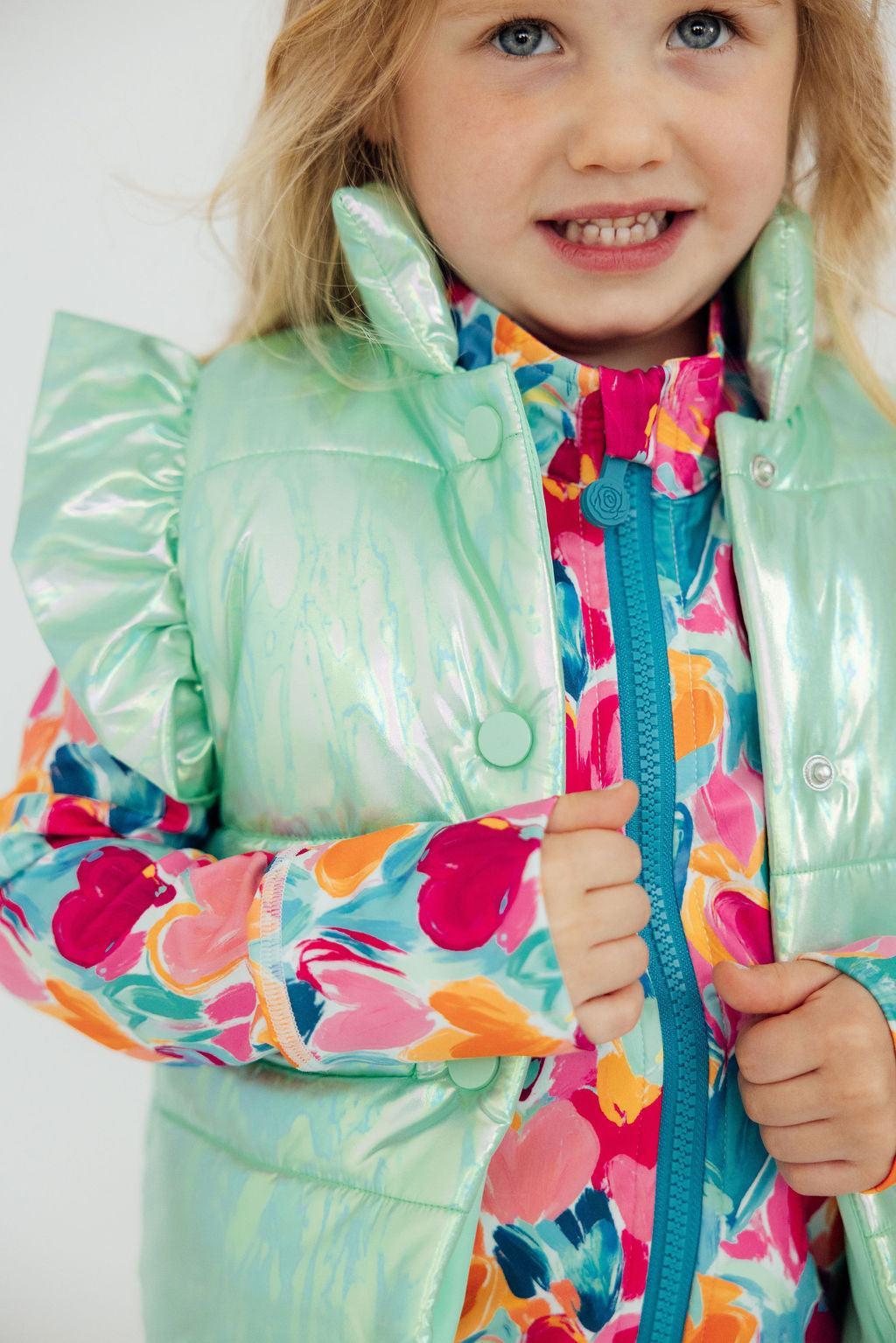 SALE Mint Iridescent Puffer Vest - Image 3