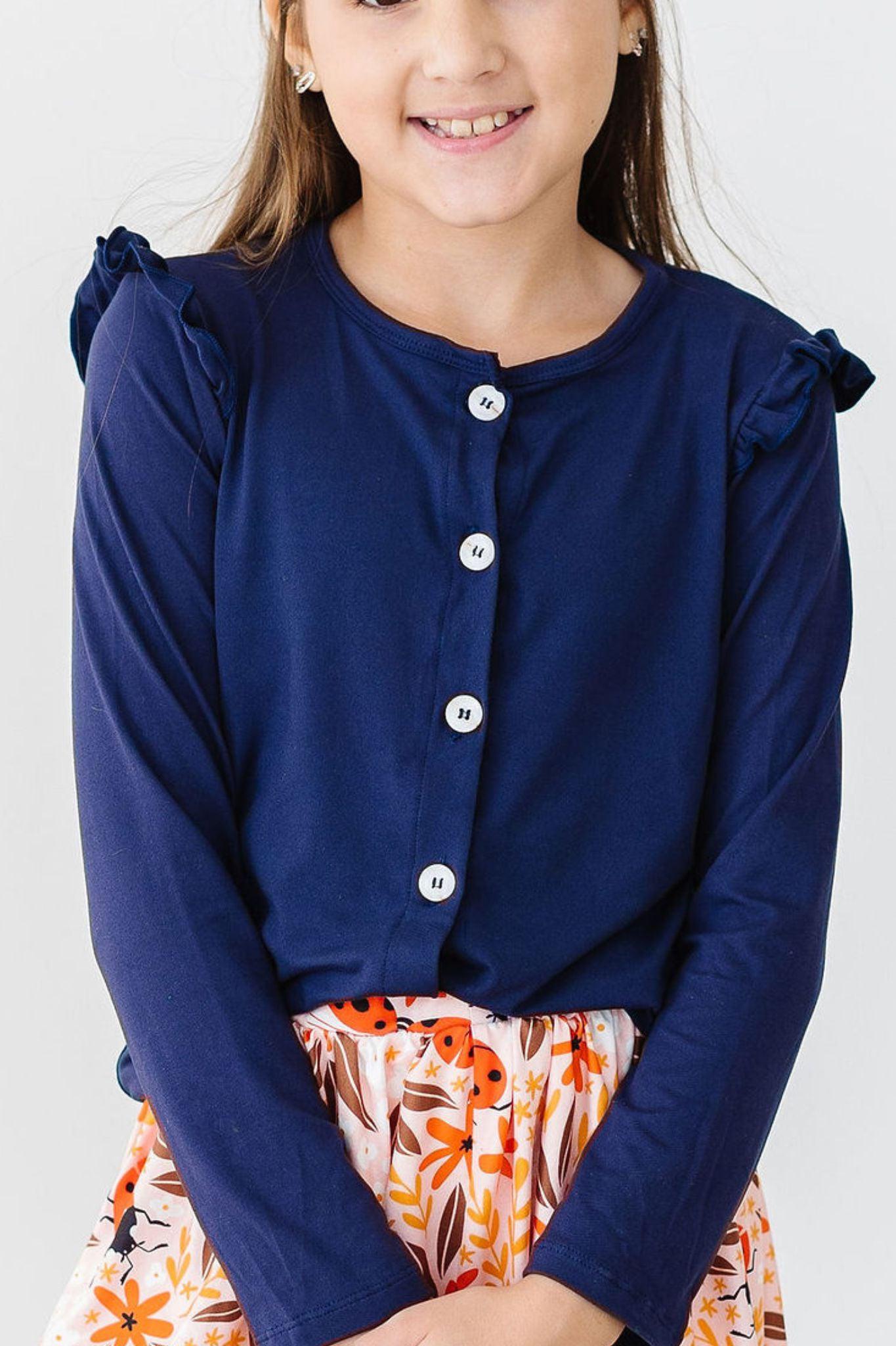 Navy Ruffle Cardigan - Image 2