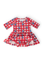 Nebraska Plaid Herbie Husker 3/4 Sleeve Twirl Bodysuit - Image 2