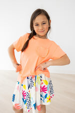 Neon Coral Ruffle Pocket Tee - Image 3