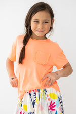 Neon Coral Ruffle Pocket Tee - Image 4