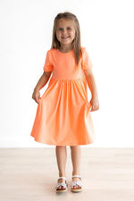 Neon Coral S/S Pocket Twirl Dress - Image 4