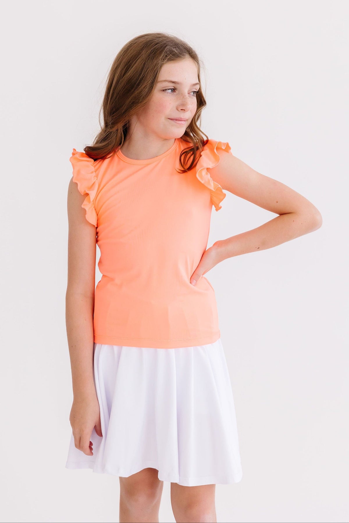 Neon Coral S/S Ruffle Tee - Image 3