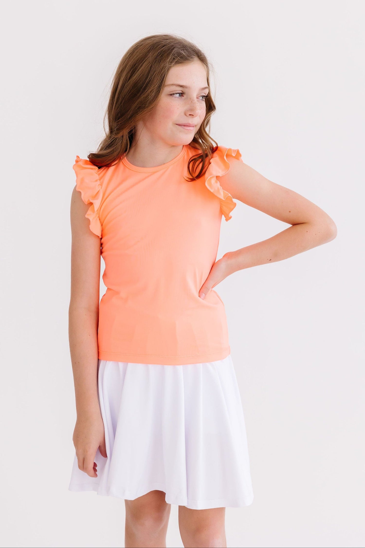 Neon Coral S/S Ruffle Tee - Image 3